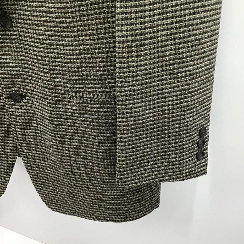 VTG Daniel Hechter Foley's Blazer 44 Chest Sport Coat Check Black Tan USA Made